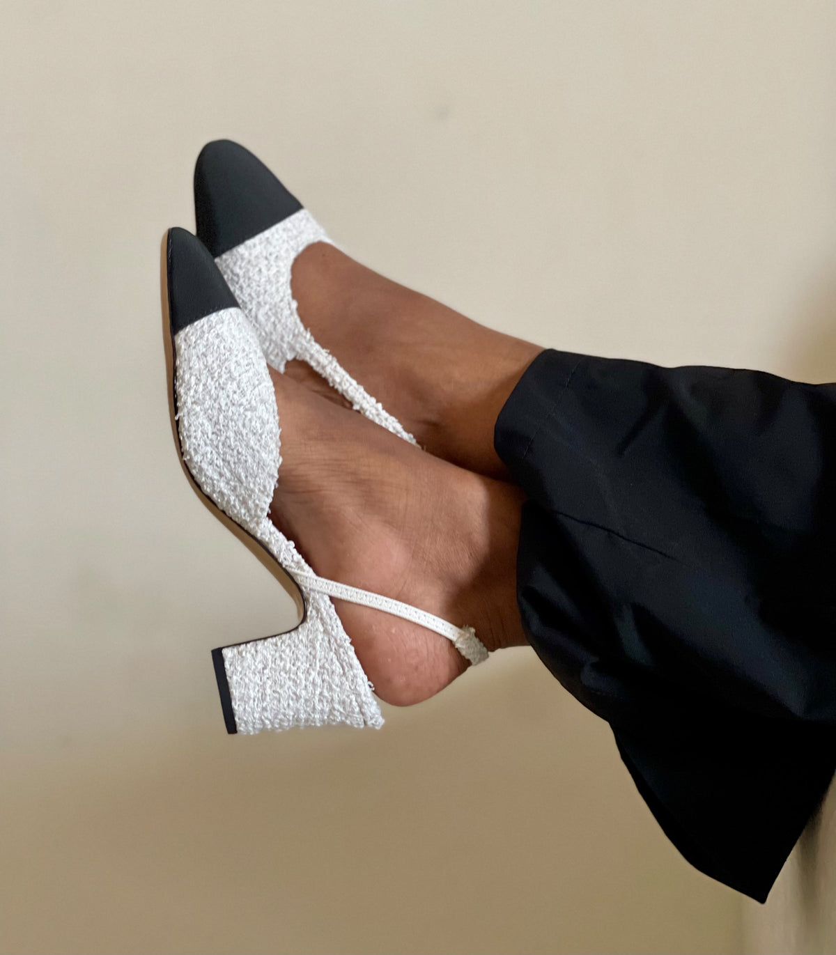 Chanel Tweed Cap-Toe Slingbacks