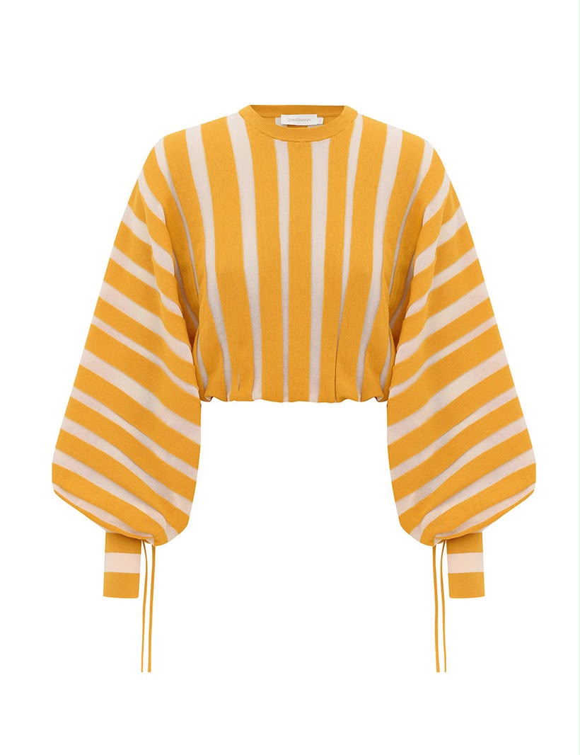 Zimmermann Striped Cashmere Cropped Sweater