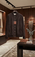 Loro Piana Ribbed Collar Zip Bomber Jacket