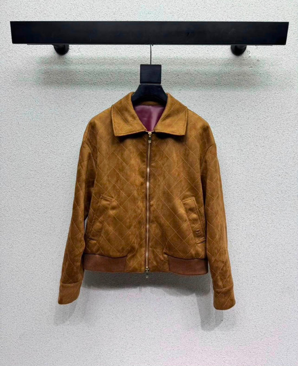 Chanel Quilted Suede Bomber Jacket / Zip