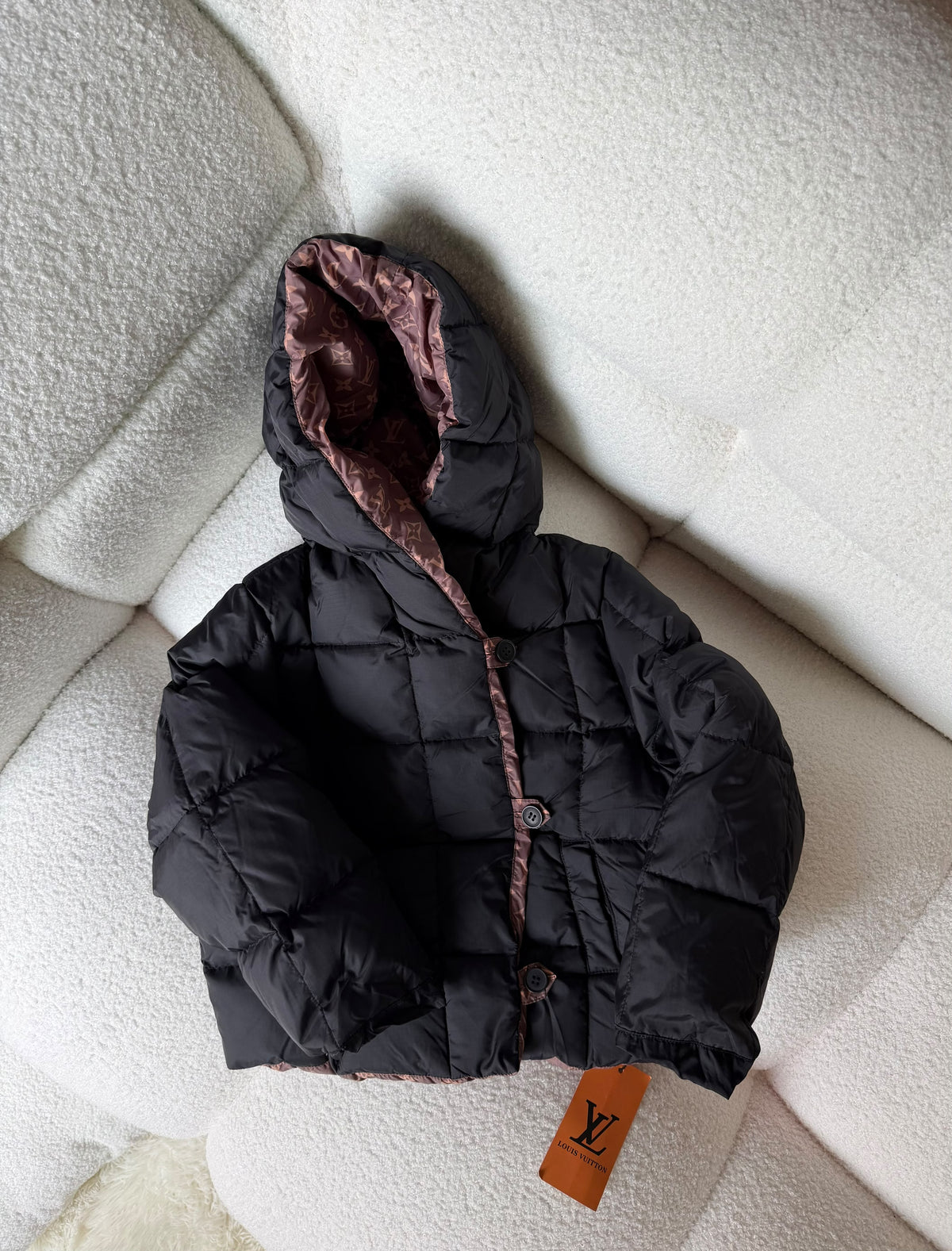 Louis Vuitton Kids Black Hooded Puffer Jacket