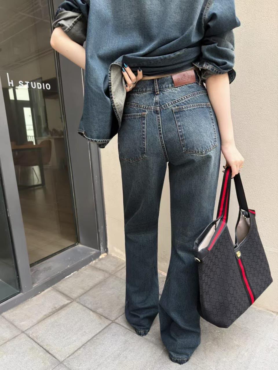 Gucci Horsebit Detail Denim Jeans