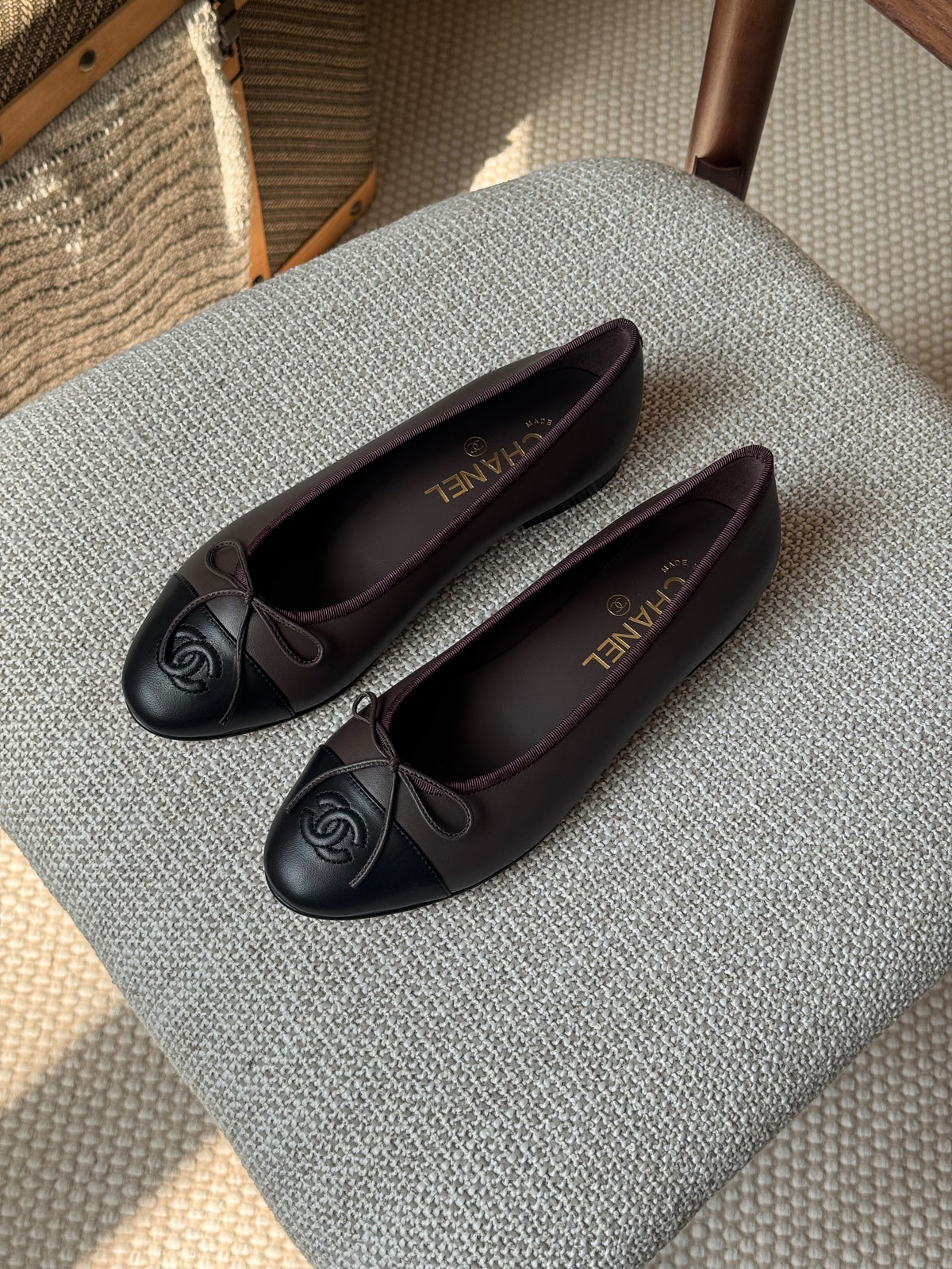 Chanel Two-Tone Leather Ballerina Flats