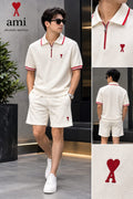 Ami Men Red Detail Zip Polo