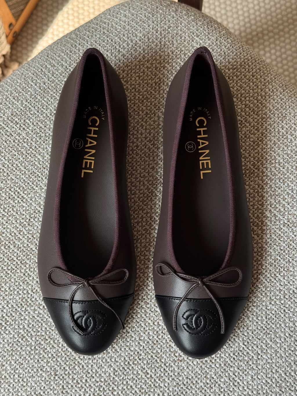 Chanel Two-Tone Leather Ballerina Flats