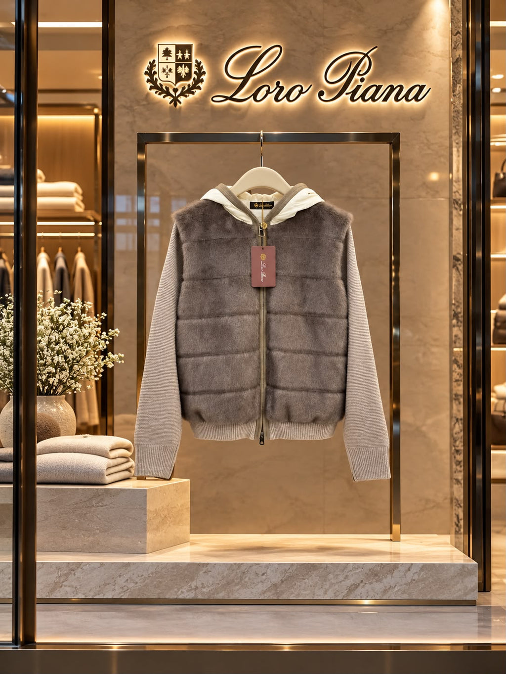 Loro Piana Reversible Hooded Cashmere and Fur-Trimmed Quilted Jacket