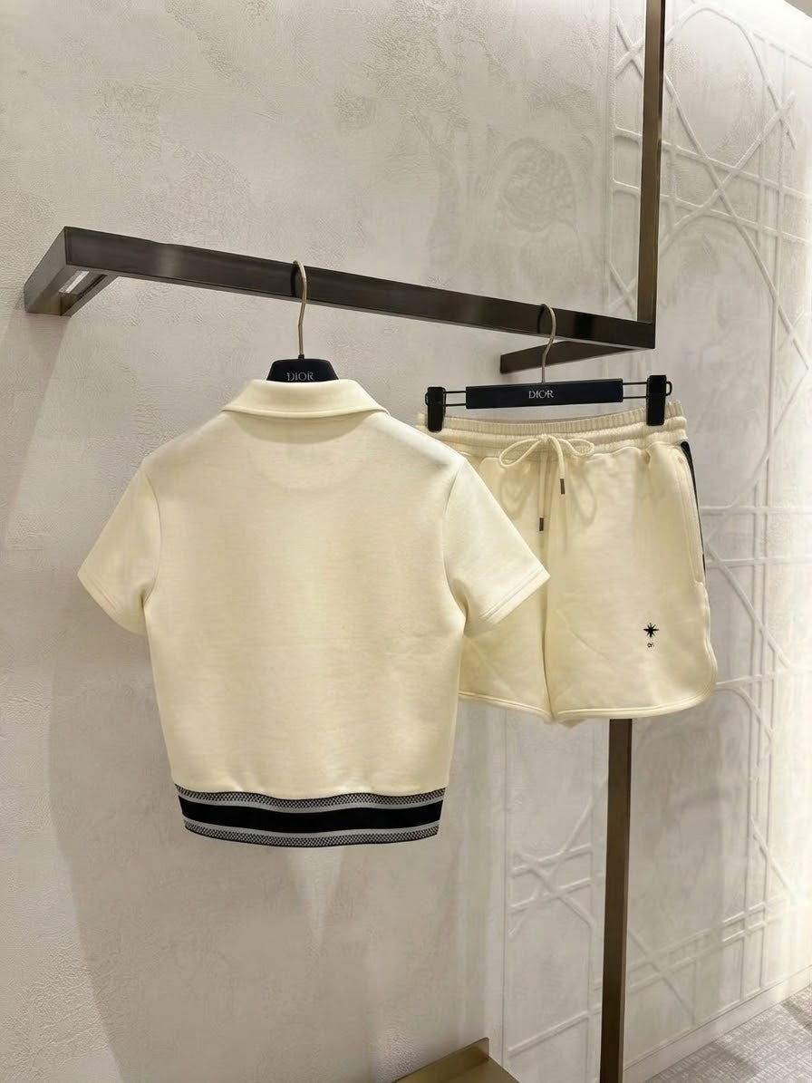 Dior Knitted Short-Sleeve Polo and Matching Shorts Set