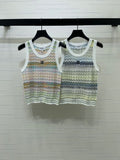 Chanel Multicolor Wavy Striped Knit Tank Top with CC Logo