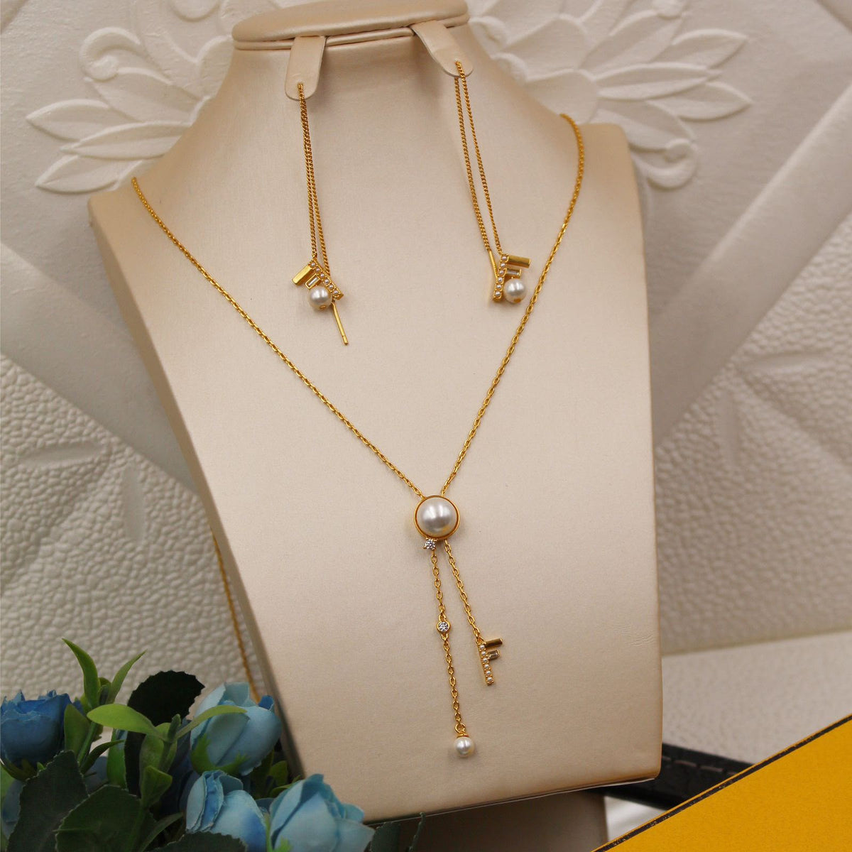 Fendi Gold Crystal Jewelry Set