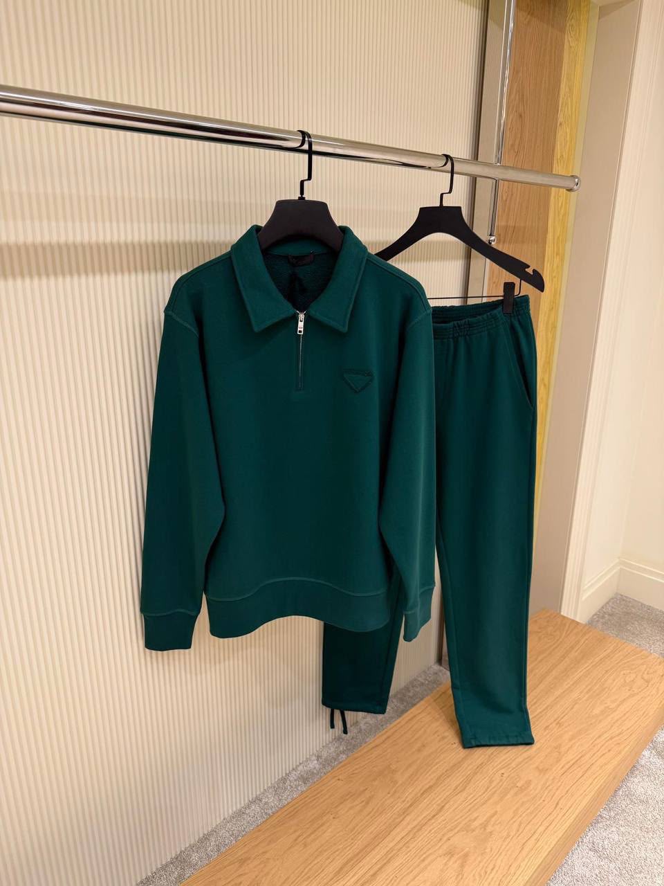Prada Enamel Triangle Logo Quarter-Zip Tracksuit