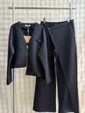 MIU MIU Zip-Up Top and Wide-Leg Trousers Set