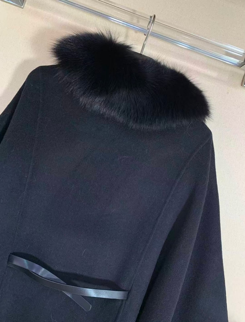 Loro Piana Cashmere Cape / Poncho with Fox Fur Trim & Belt