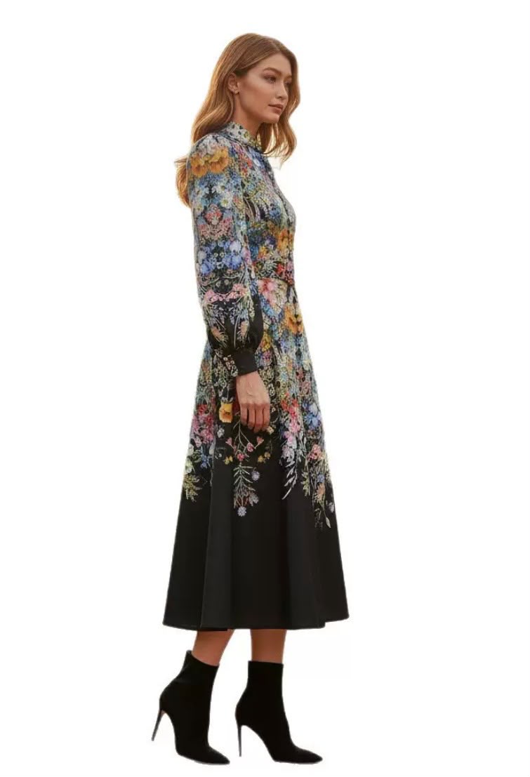 Zimmermann High-Neck Floral Print Midi Dress