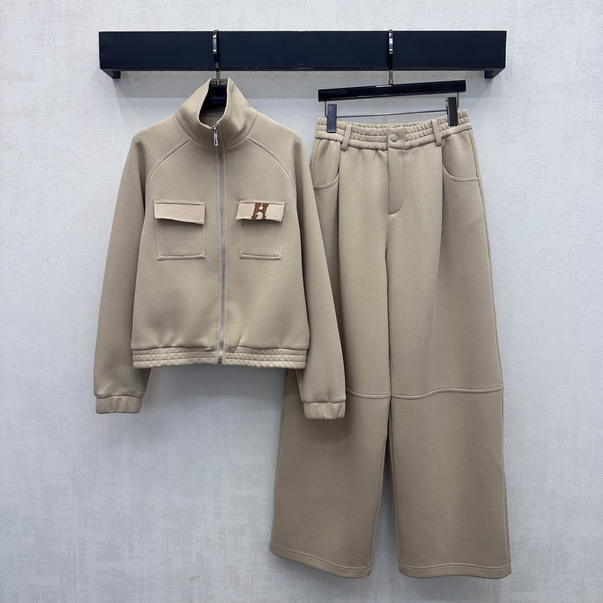 Hermès Zip Track Jacket and Matching Pants with H Logo Detail