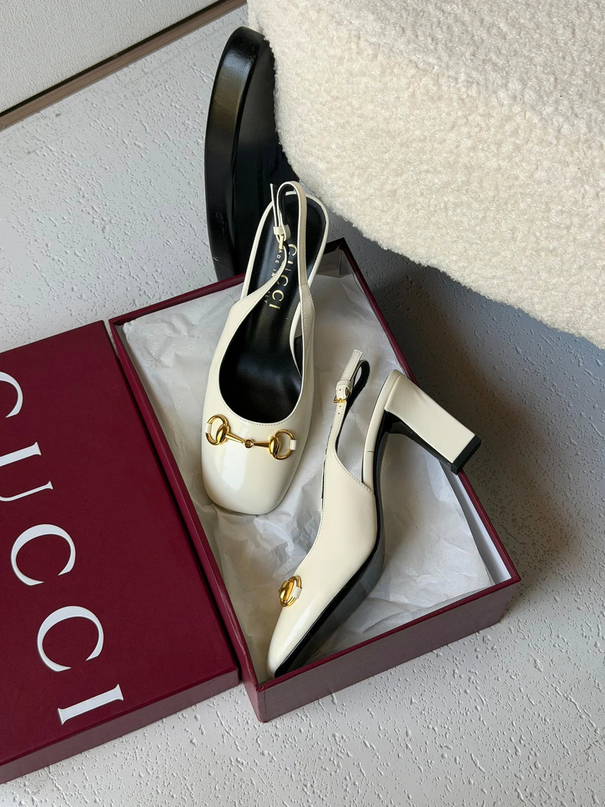 Gucci Leather Horsebit Slingback Pumps