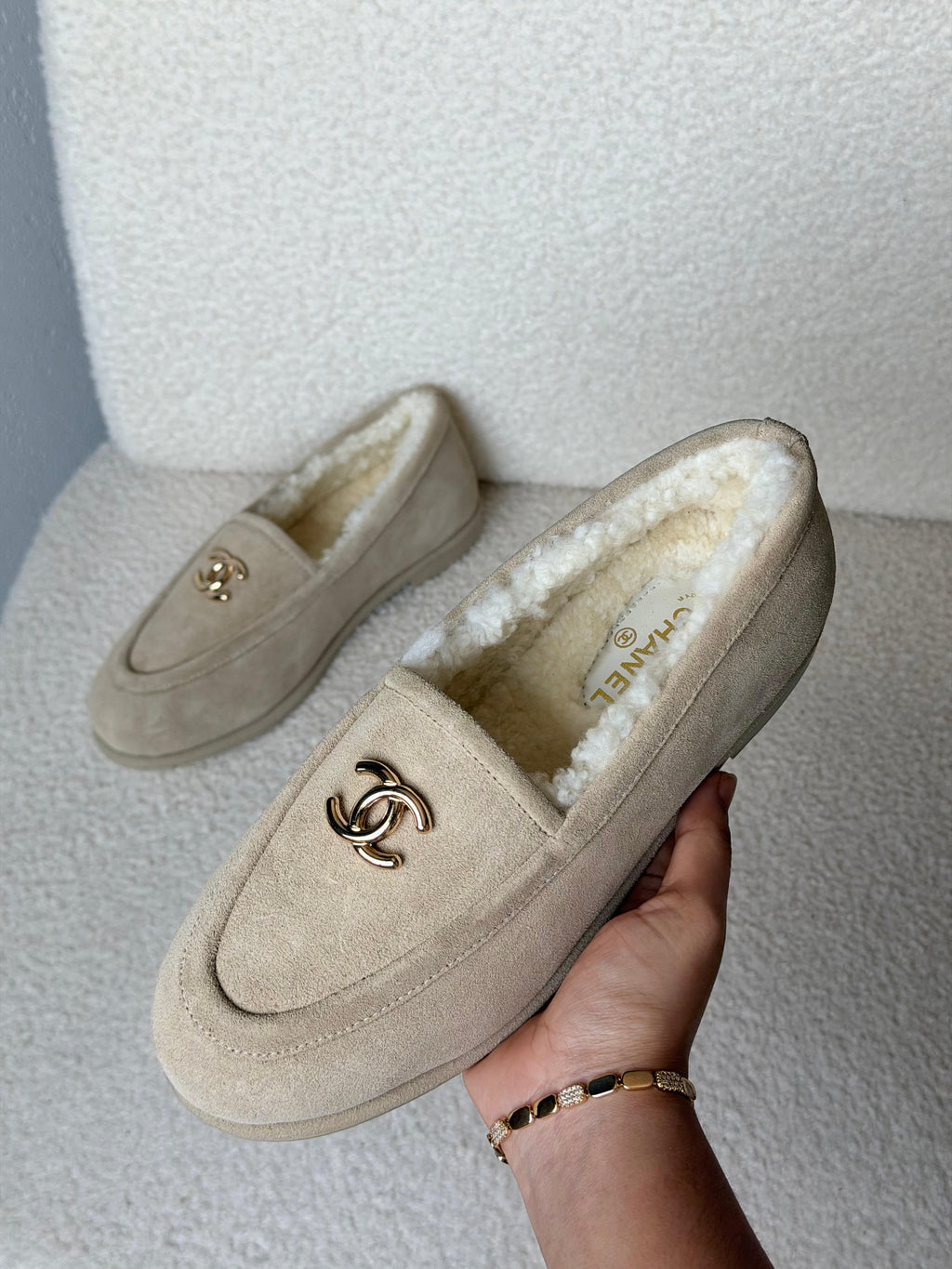 CHANEL Fleece-Lined Loafer Flats
