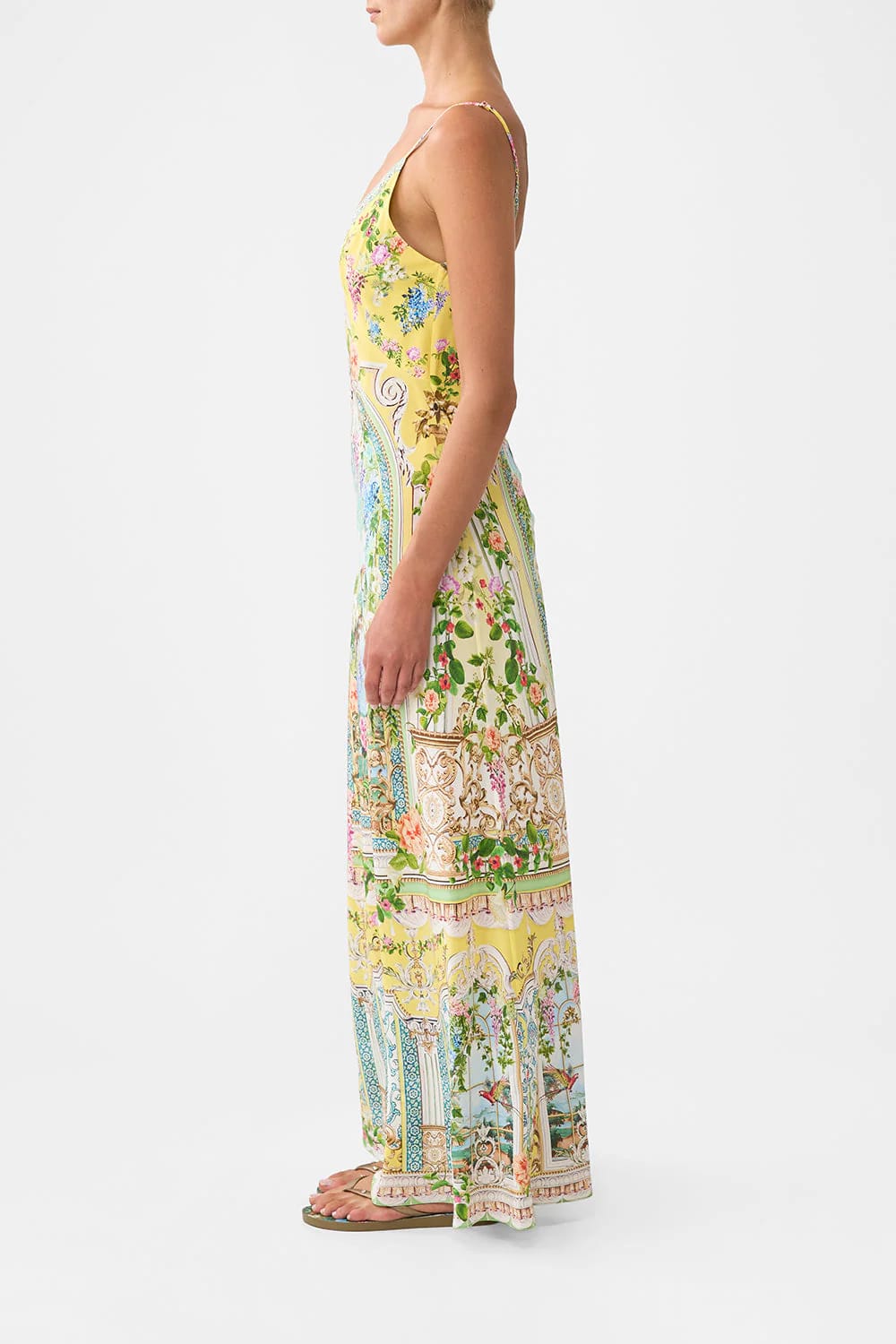 Camilla V-Neck Full Length Bias Cut Slip Dress