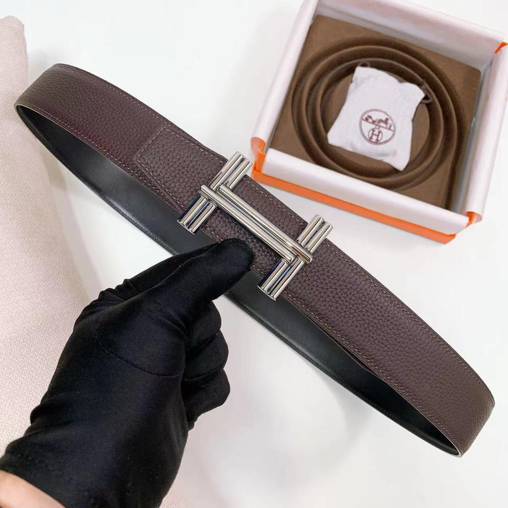 Hermès H au Carré Reversible Leather Belt