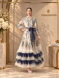 Zimmermann Printed Silk & Tiered Tulle Midi Dress with Belt