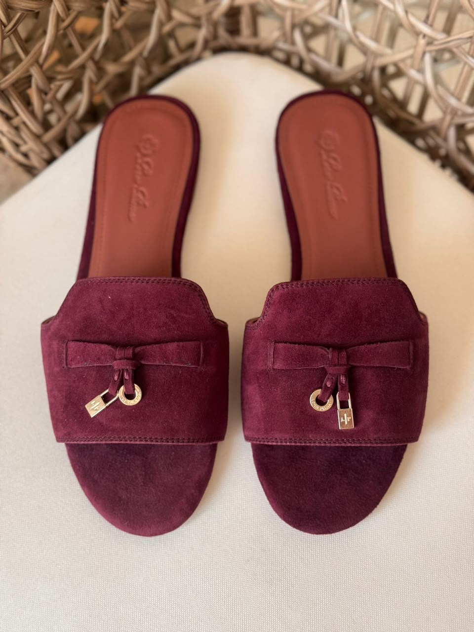 Loro Piana Summer Charms Suede Flat Mules