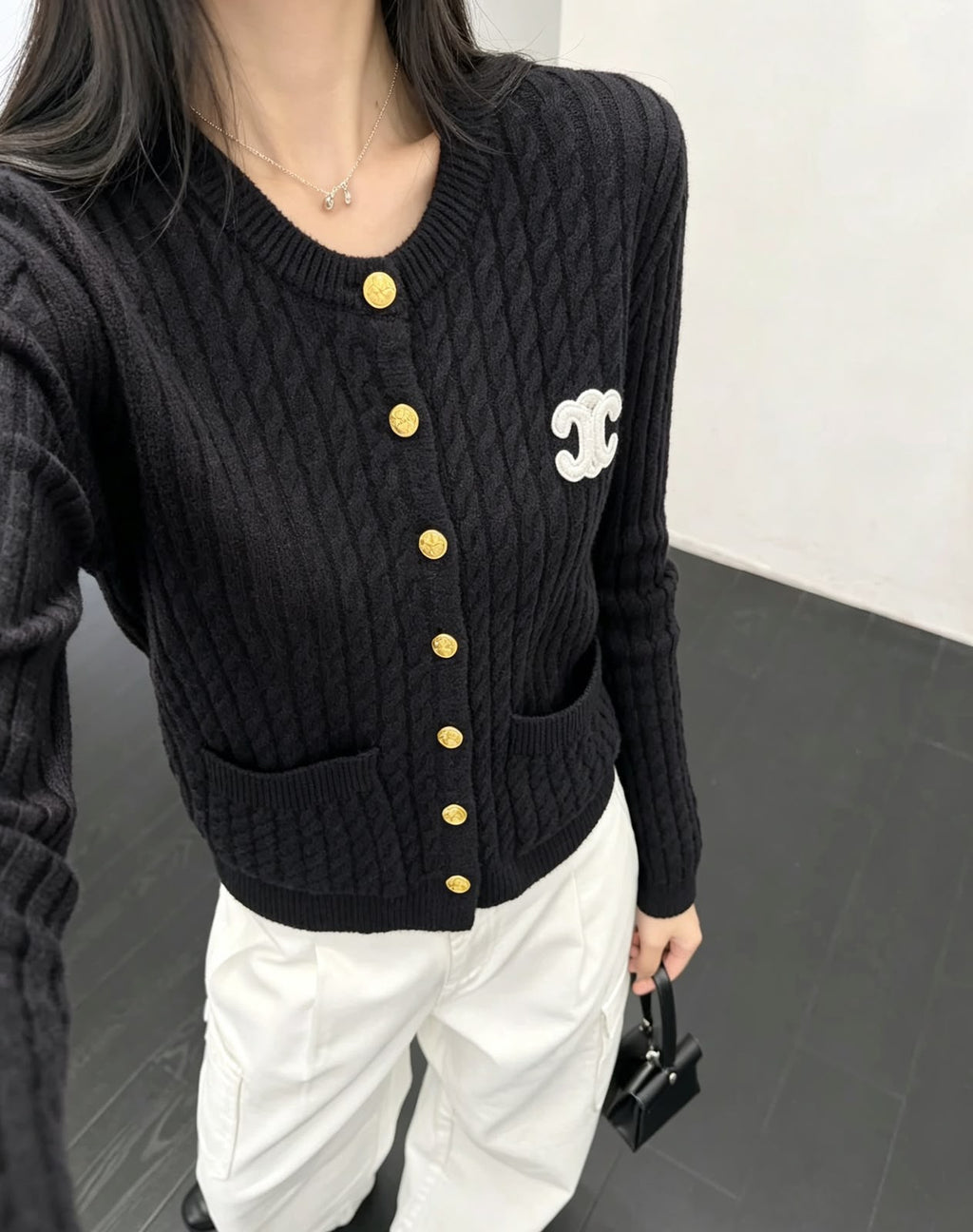 Celine Cable-Knit Cardigan