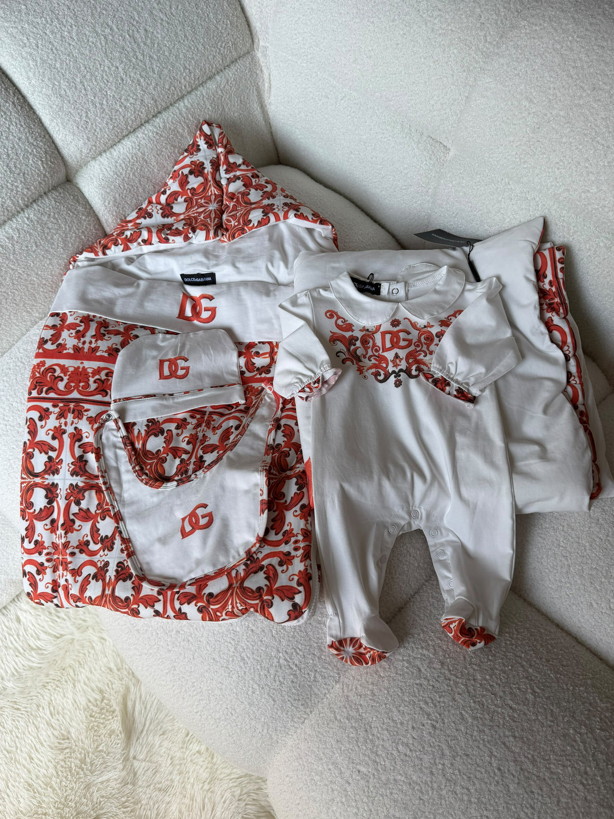 Dolce & Gabbana Red Scroll Newborn Gift Set