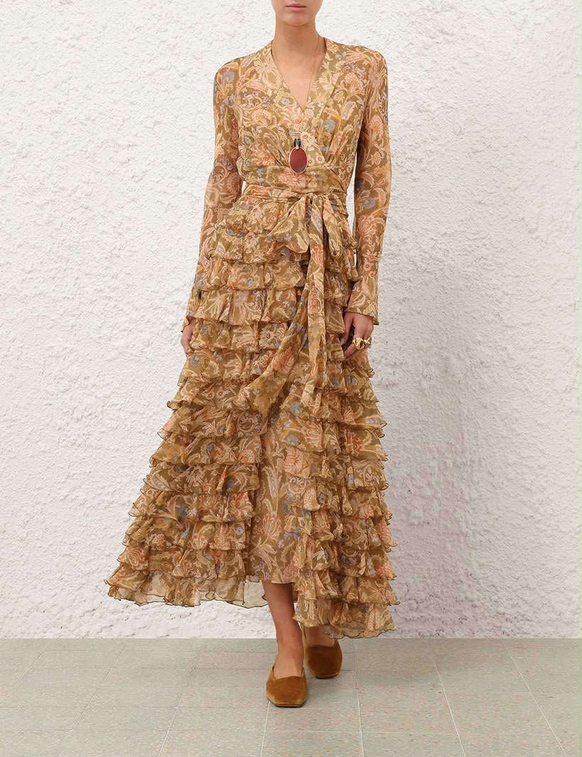 ZIMMERMANN Tiered-Ruffle Midi Dress