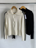 Christian Dior Ribbed Knit Full-Zip Cardigan