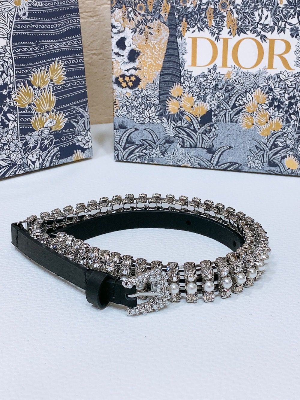 Dior Crystal Embellished Skinny Belt
