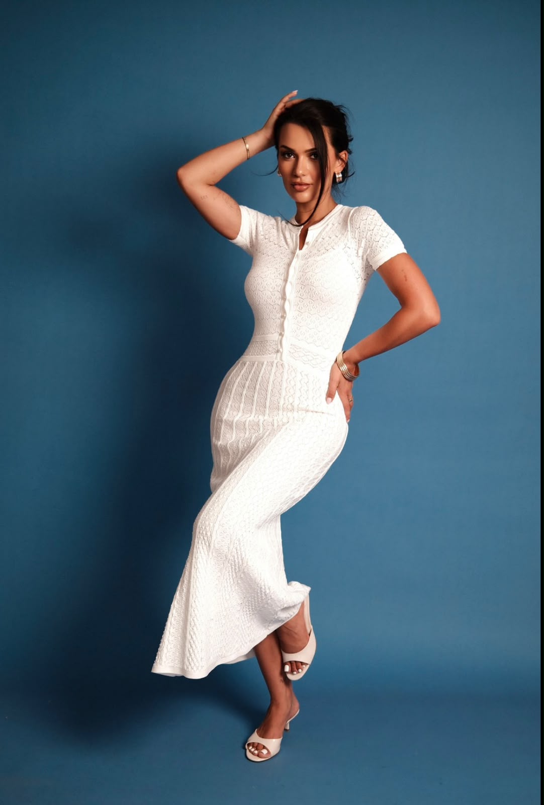 Sandro Short-Sleeve Knit Midi Dress