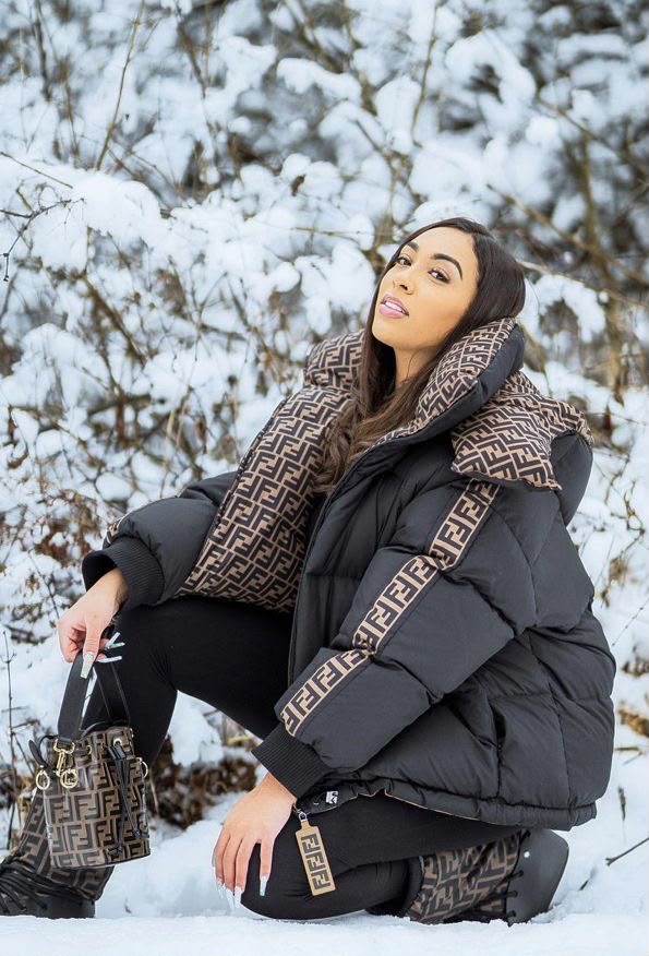 Fendi Reversible FF Pattern Black Puffer Jacket
