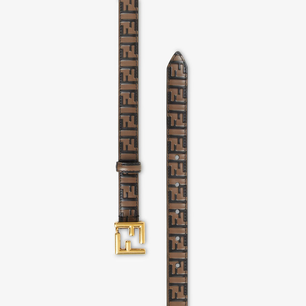 Fendi FF Logo Embossed Leather Belt