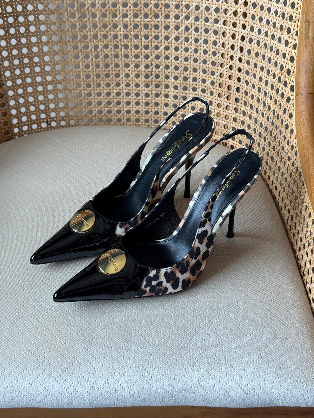 Saint Laurent Louis Slingback Pumps with Engraved Logo Plaque