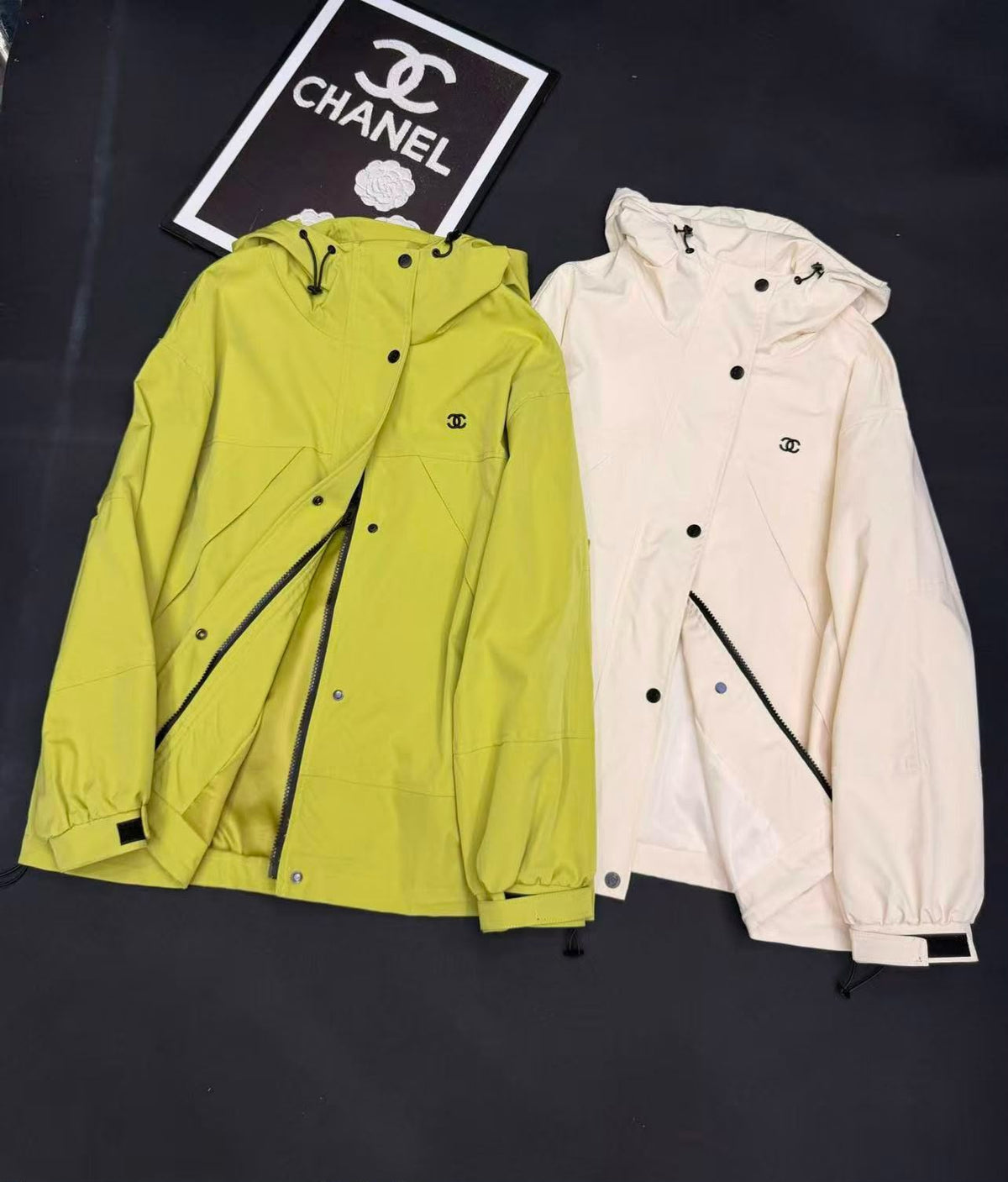 Chanel CC Logo Hooded Windbreaker Jacket