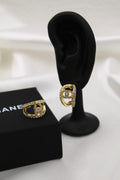 Chanel Gold CC Crystal Hoop Earrings