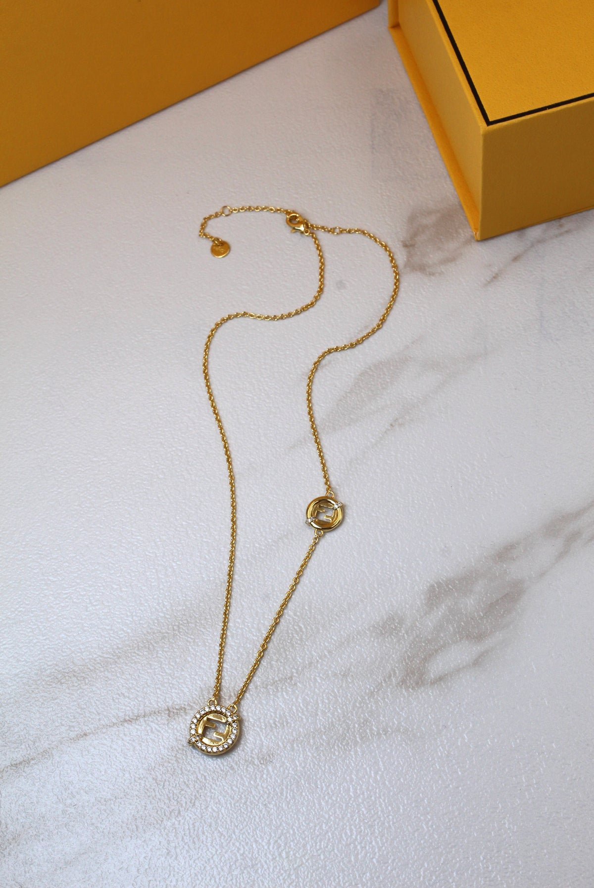 Fendi F Is Fendi Crystal Pendant Necklace