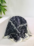CHANEL Fine dots pearls decorative stars Square Scarf