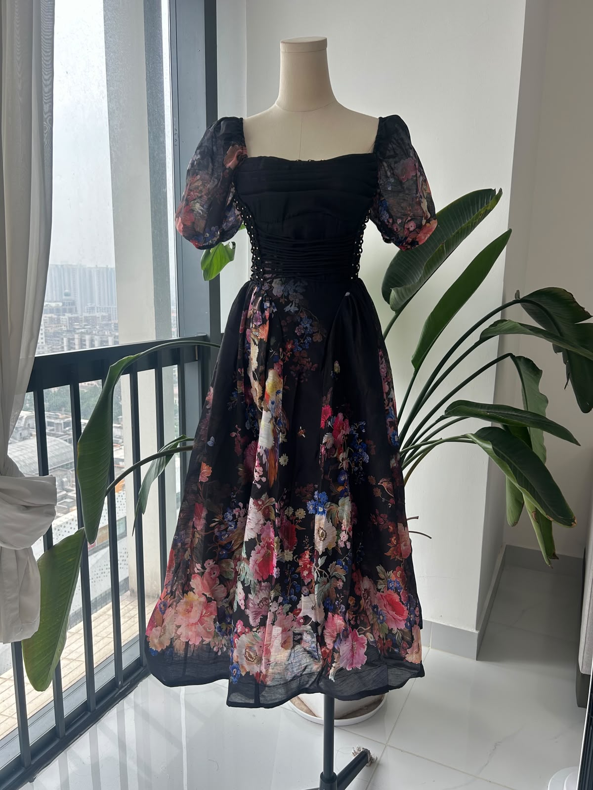Zimmermann Off-the-Shoulder Floral Organza Midi Dress
