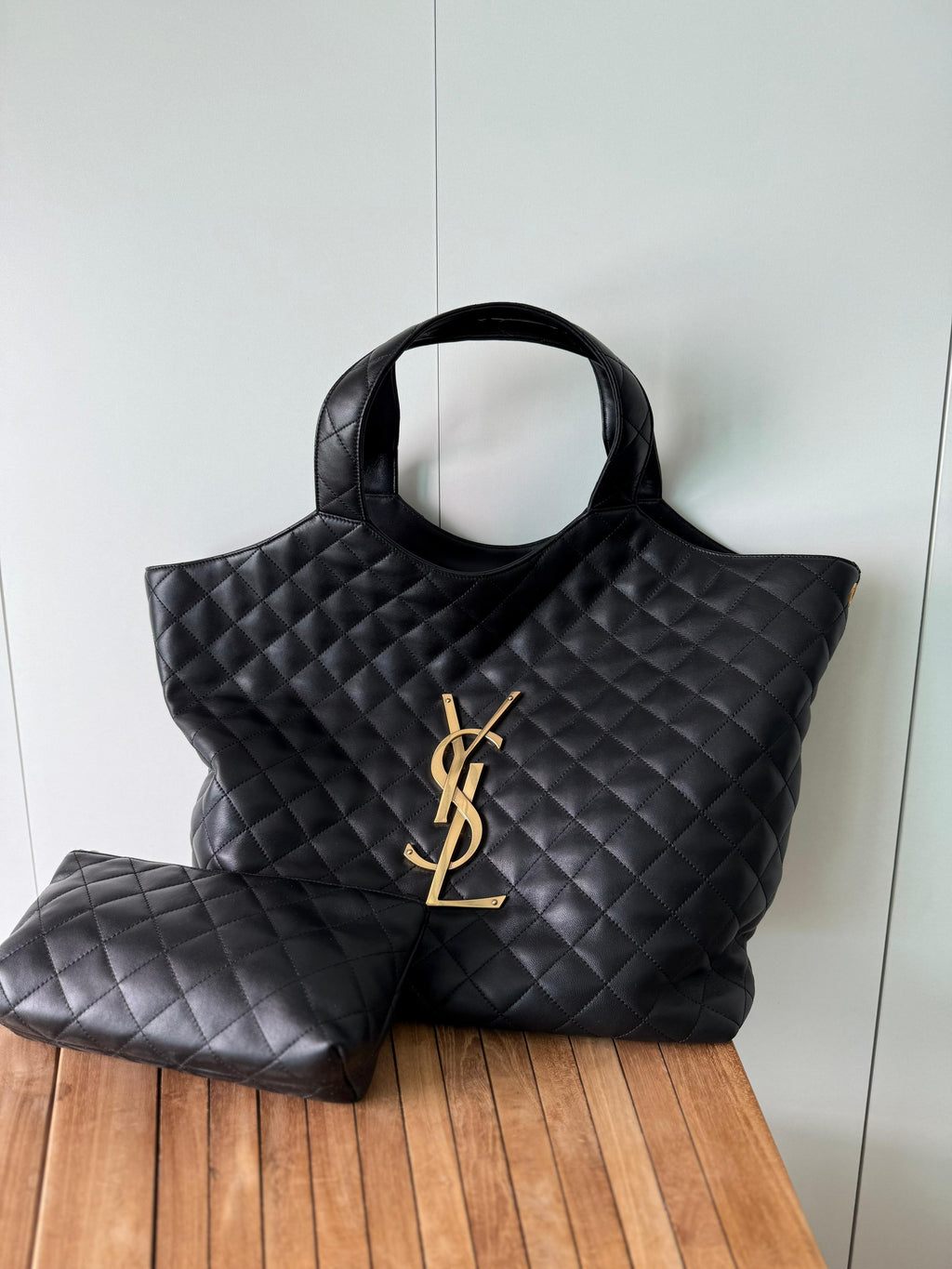 Saint Laurent Quilted Leather Tote Bag