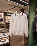 Gucci Web Trim Long Sleeve Polo