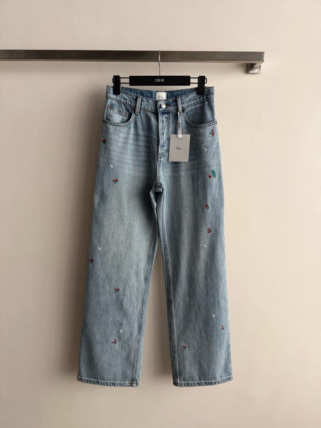 Dior Embroidered Light Wash Denim Jeans / Pants