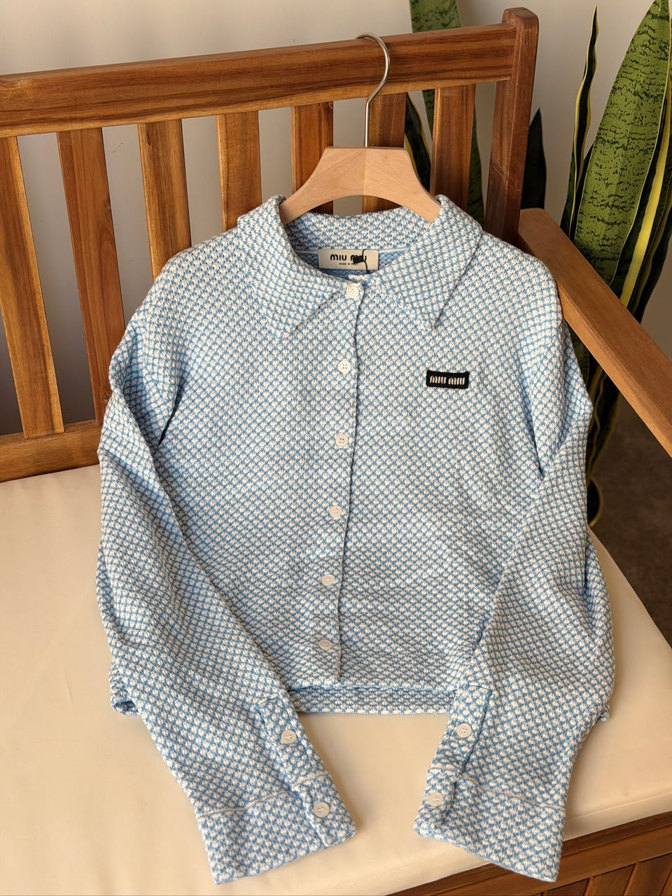 Miu Miu Light Blue Textured Knit