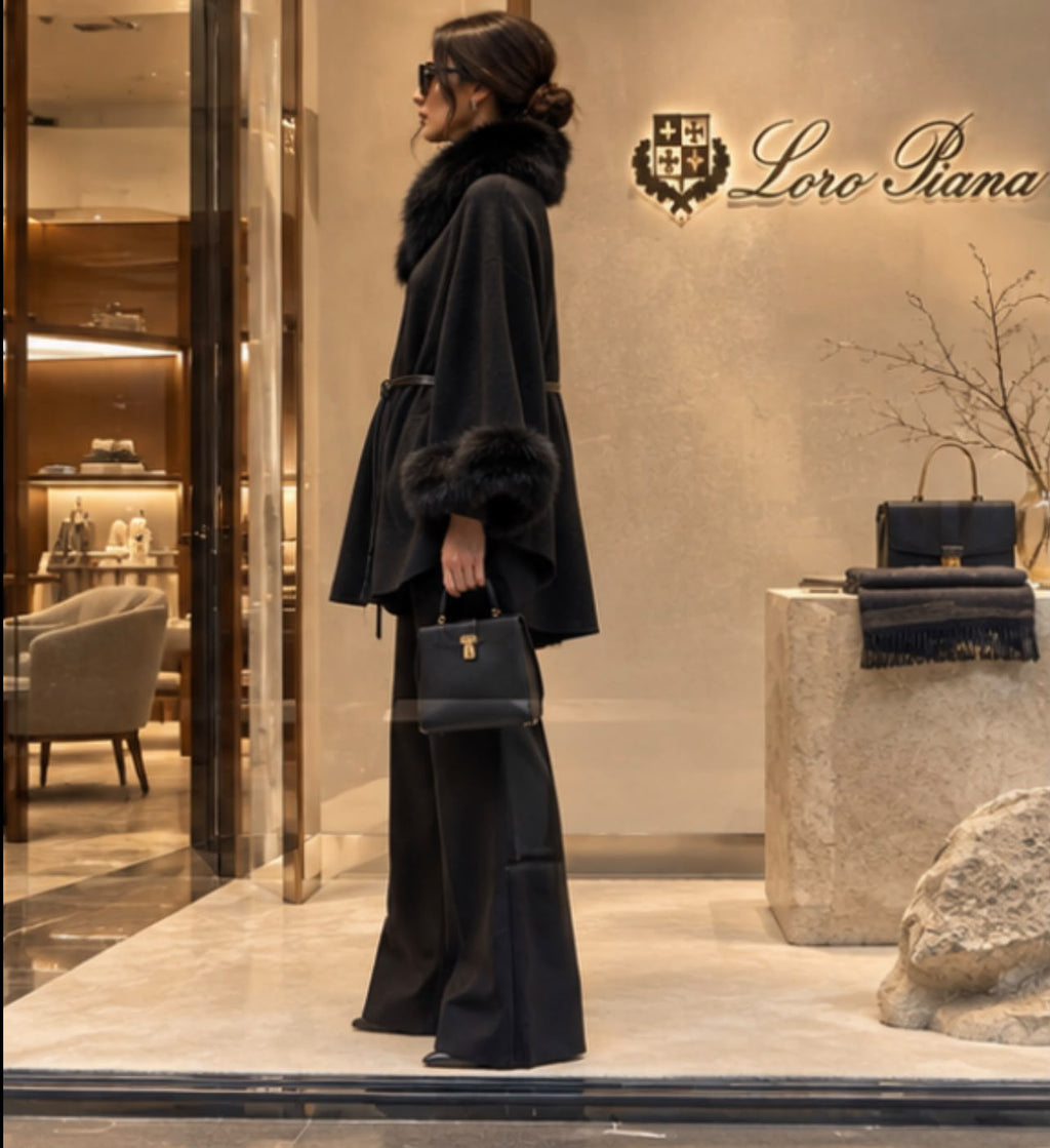 LORO PIANA Trimmed Belted Cape