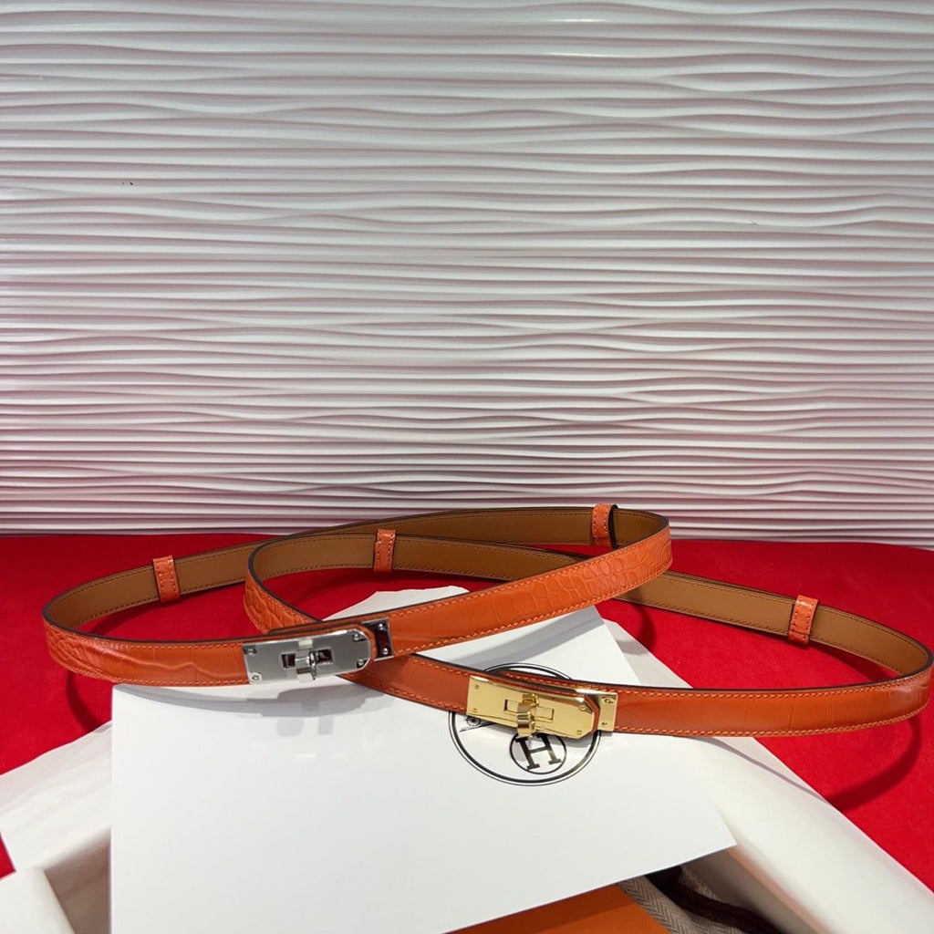 Hermès Kelly Crocodile Embossed Leather Belt