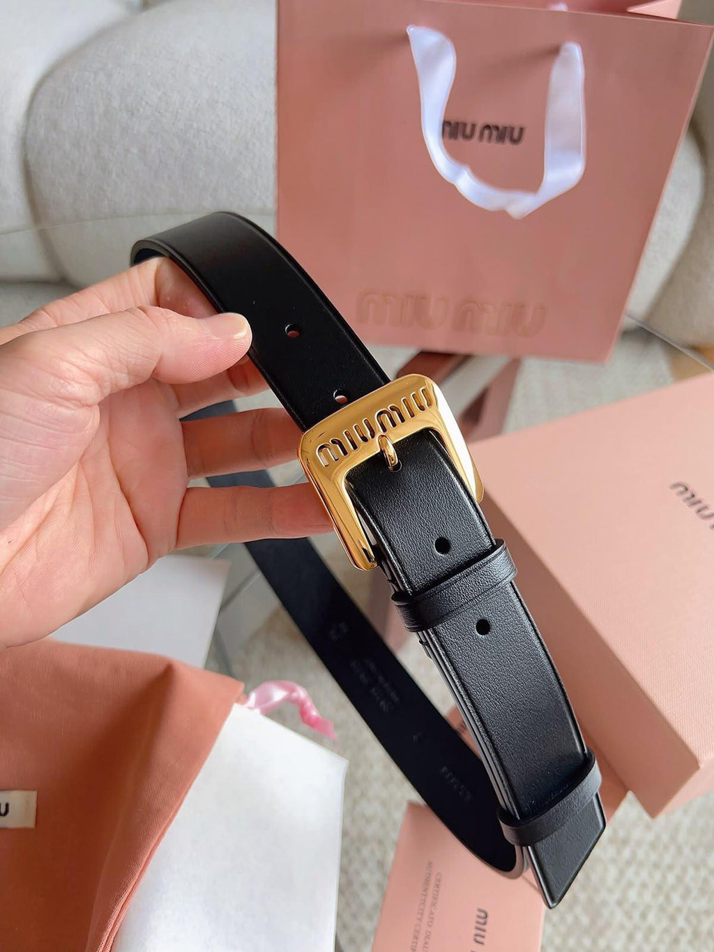 Miu Miu Logo Buckle Leather Belt