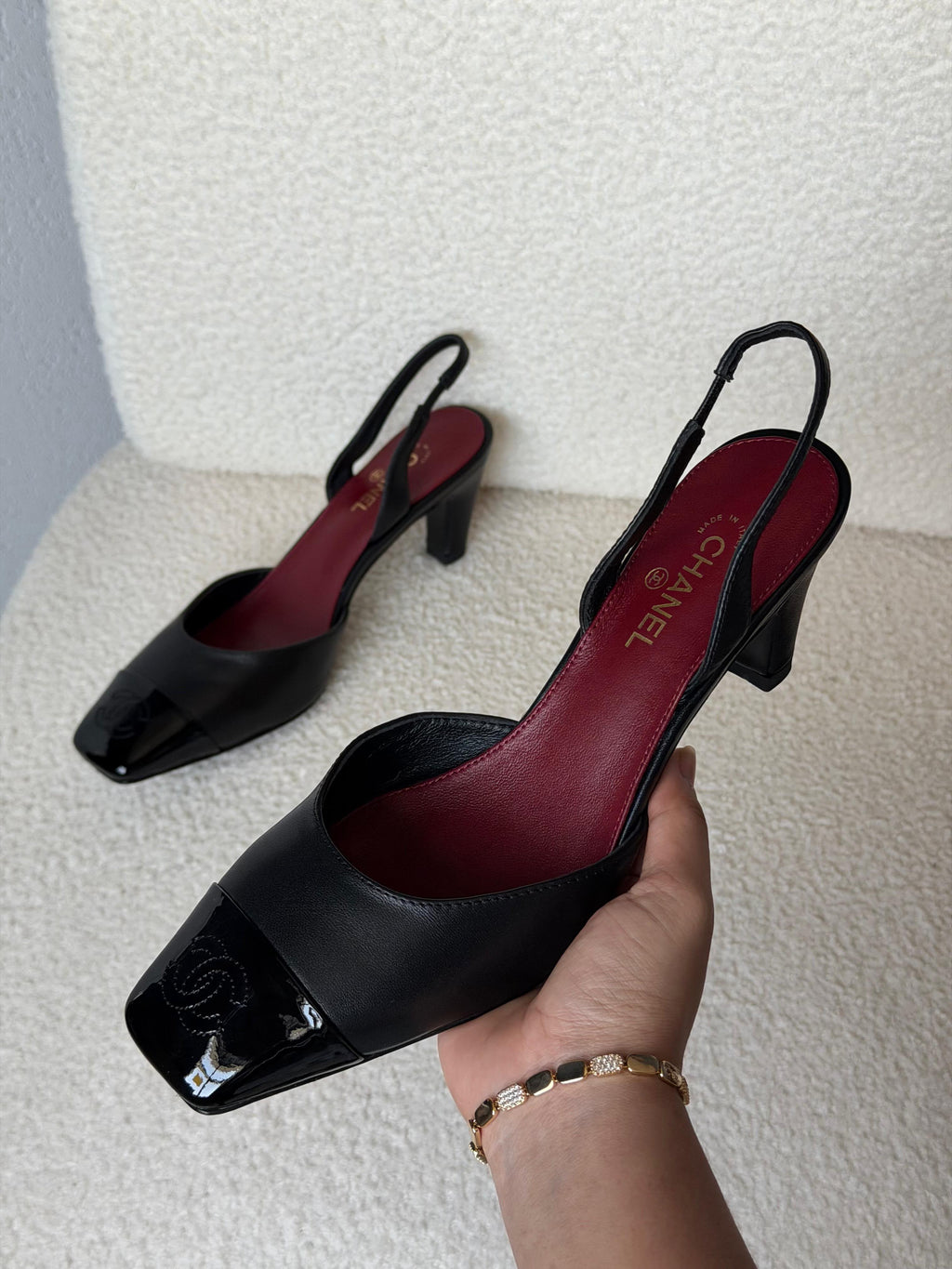 Chanel CC Cap-Toe Slingback Pumps
