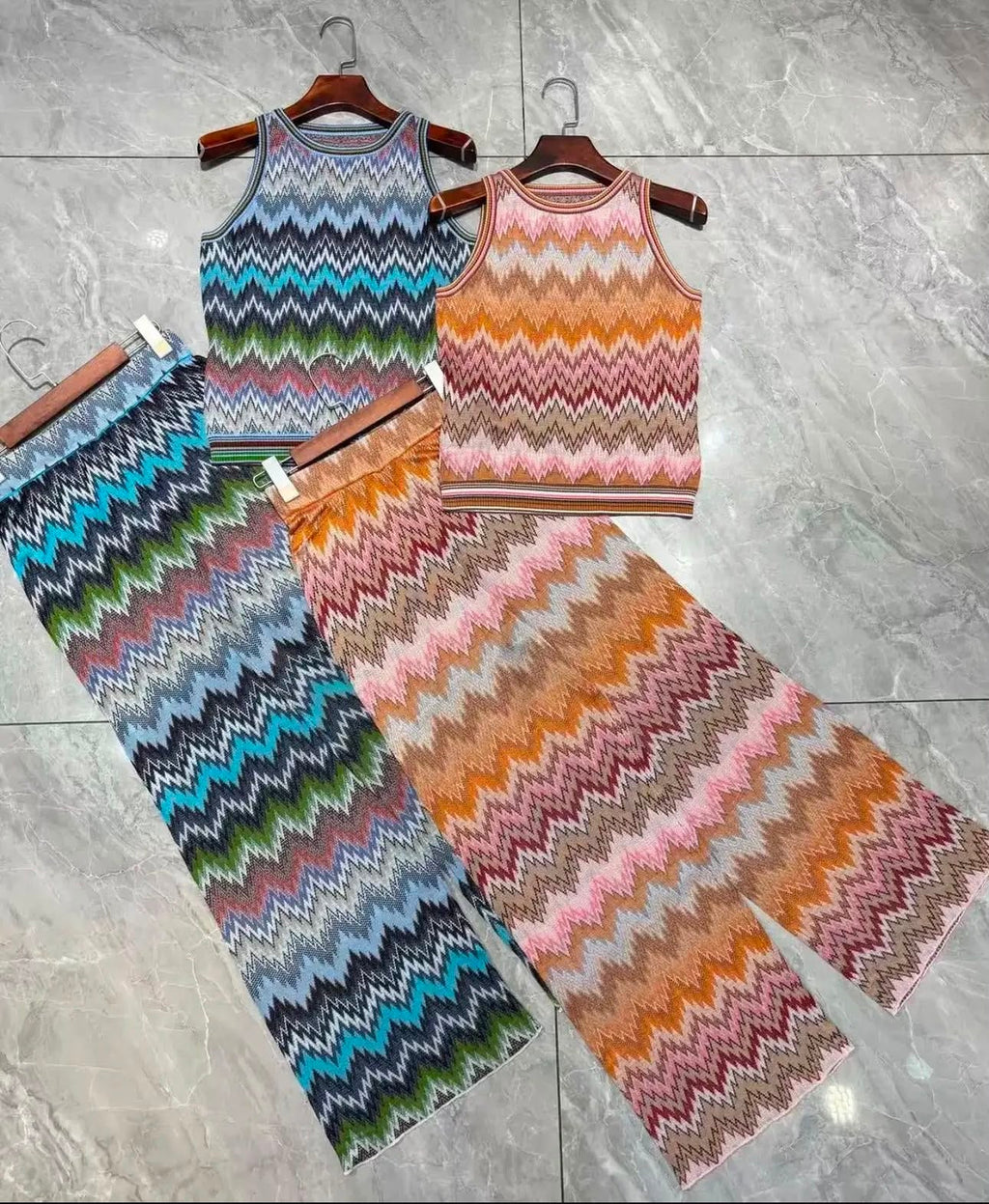 Missoni Zigzag-Knit Tank Top & Wide-Leg Pants Set