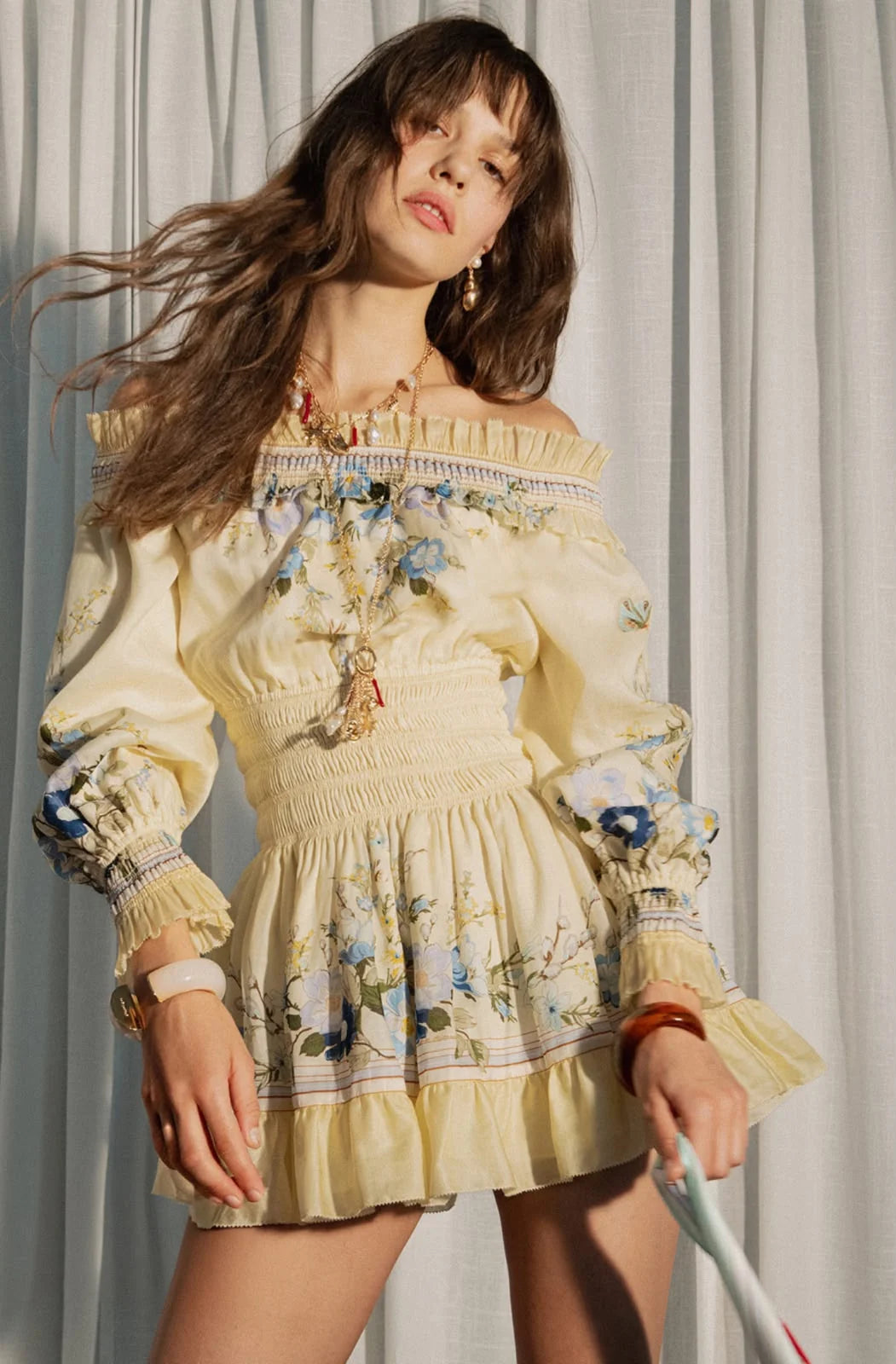 Self-Portrait Floral Organza Ruffle Mini Dress