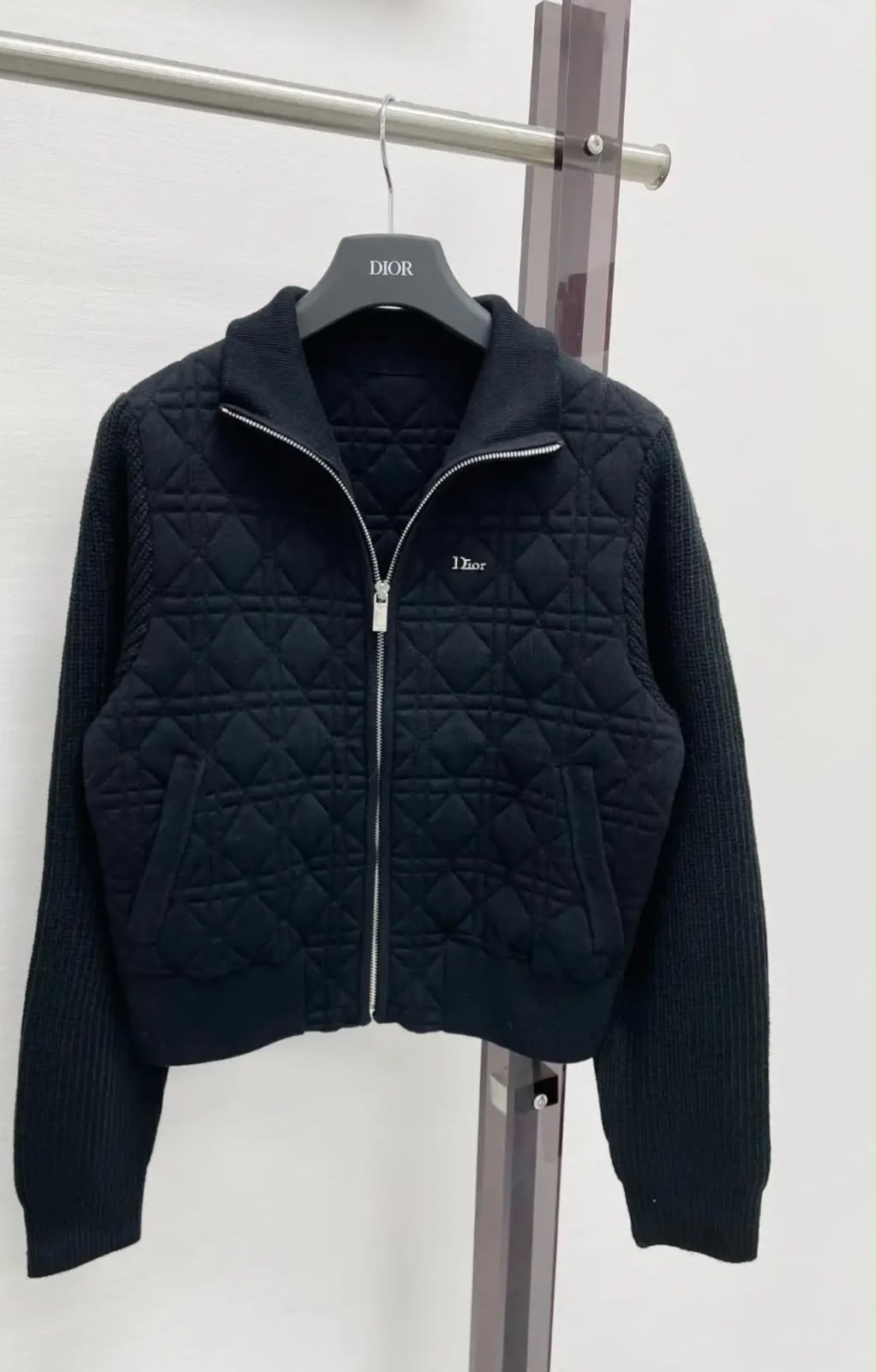 Dior Cannage Quilted Zip-Up Cardigan Jacket Collection