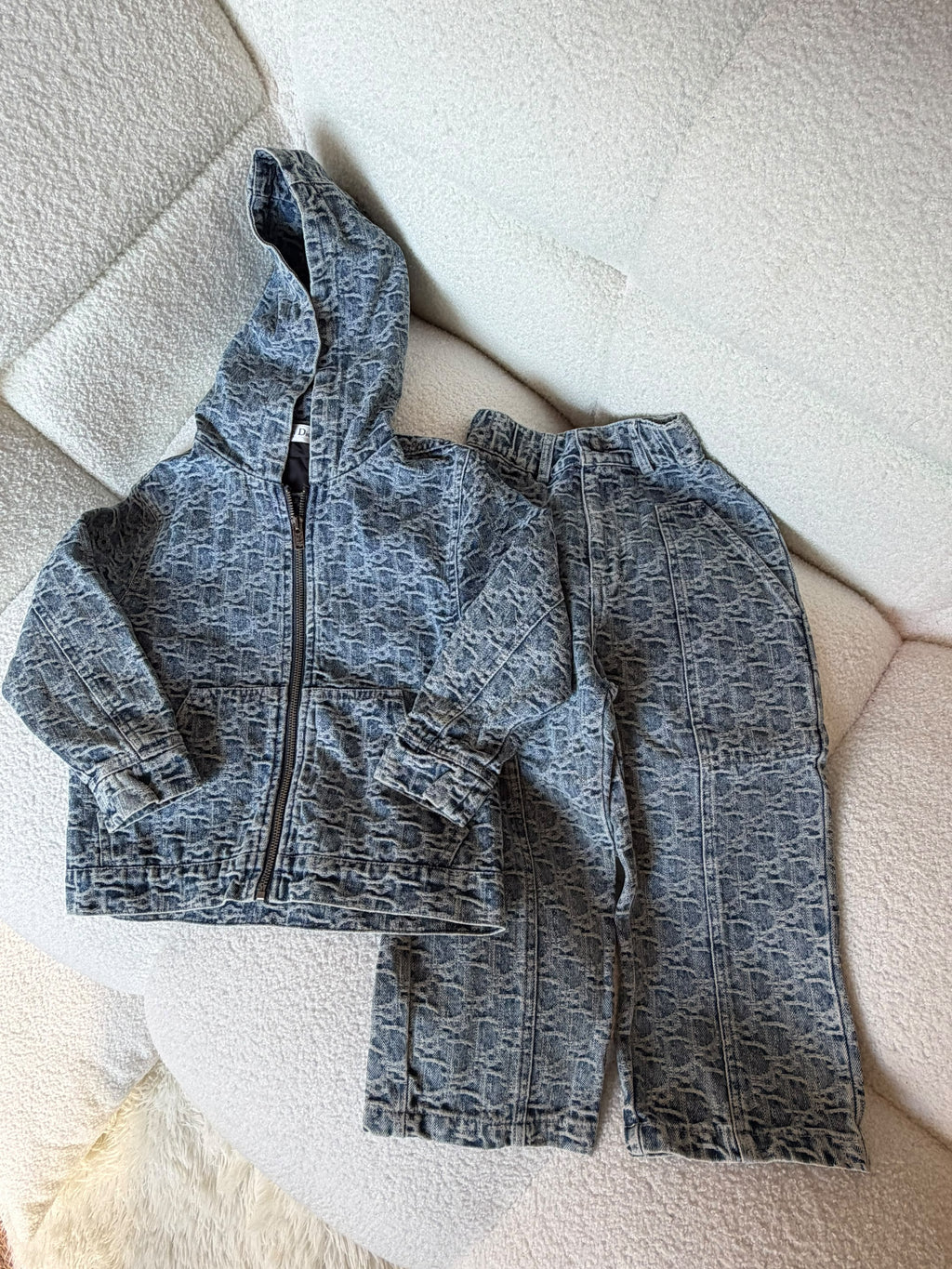 DIOR Kids Patterned Denim Hooded Set